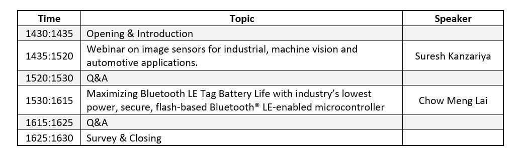 webinar timetable